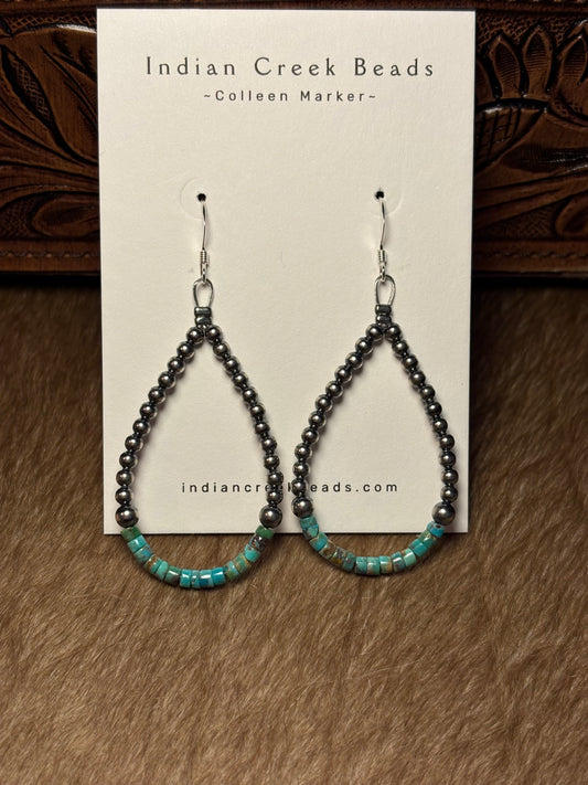 Sterling Pearl & Turquoise Earrings