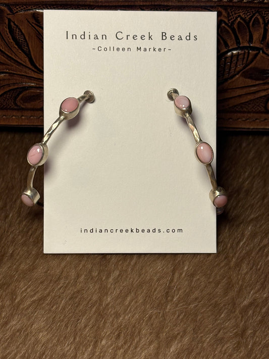 Pink Conch Sterling Hoop Earrings
