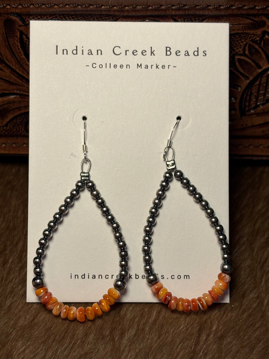 Sterling Pearl & Orange Spiny Earrings