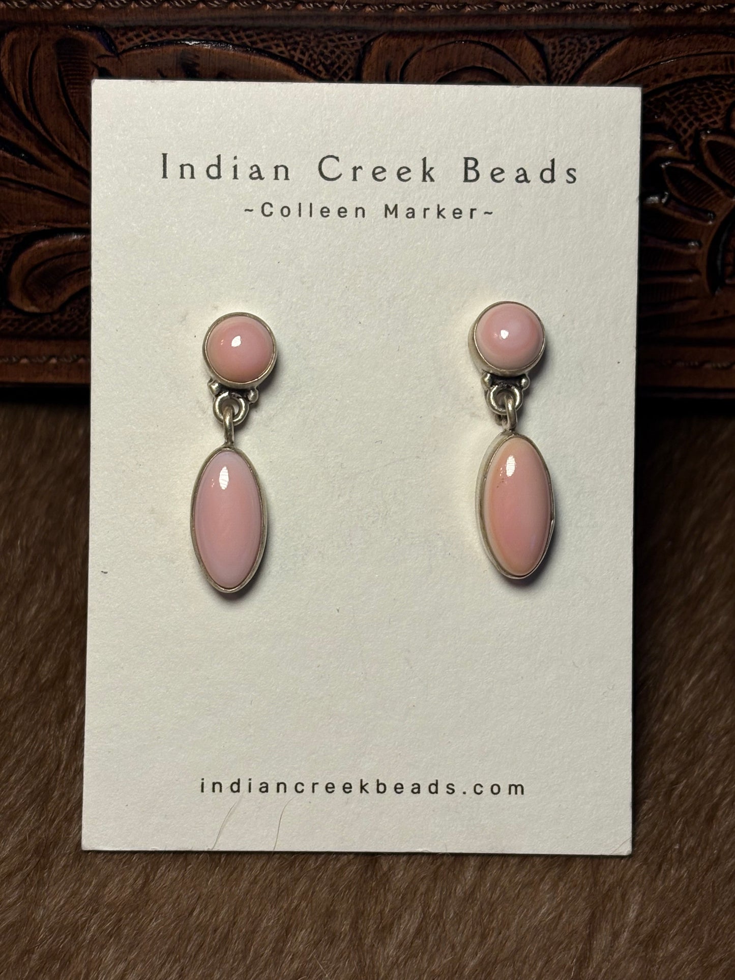 Pink Conch Dangle Earrings