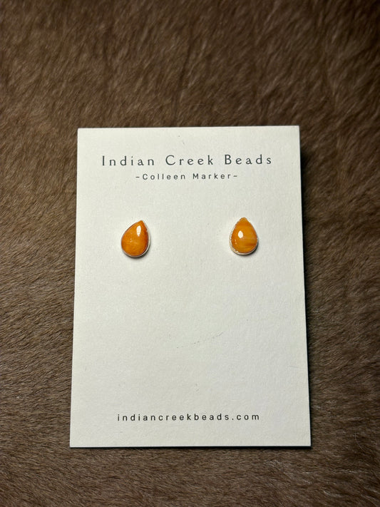 Orange Spiny Teardrop Studs