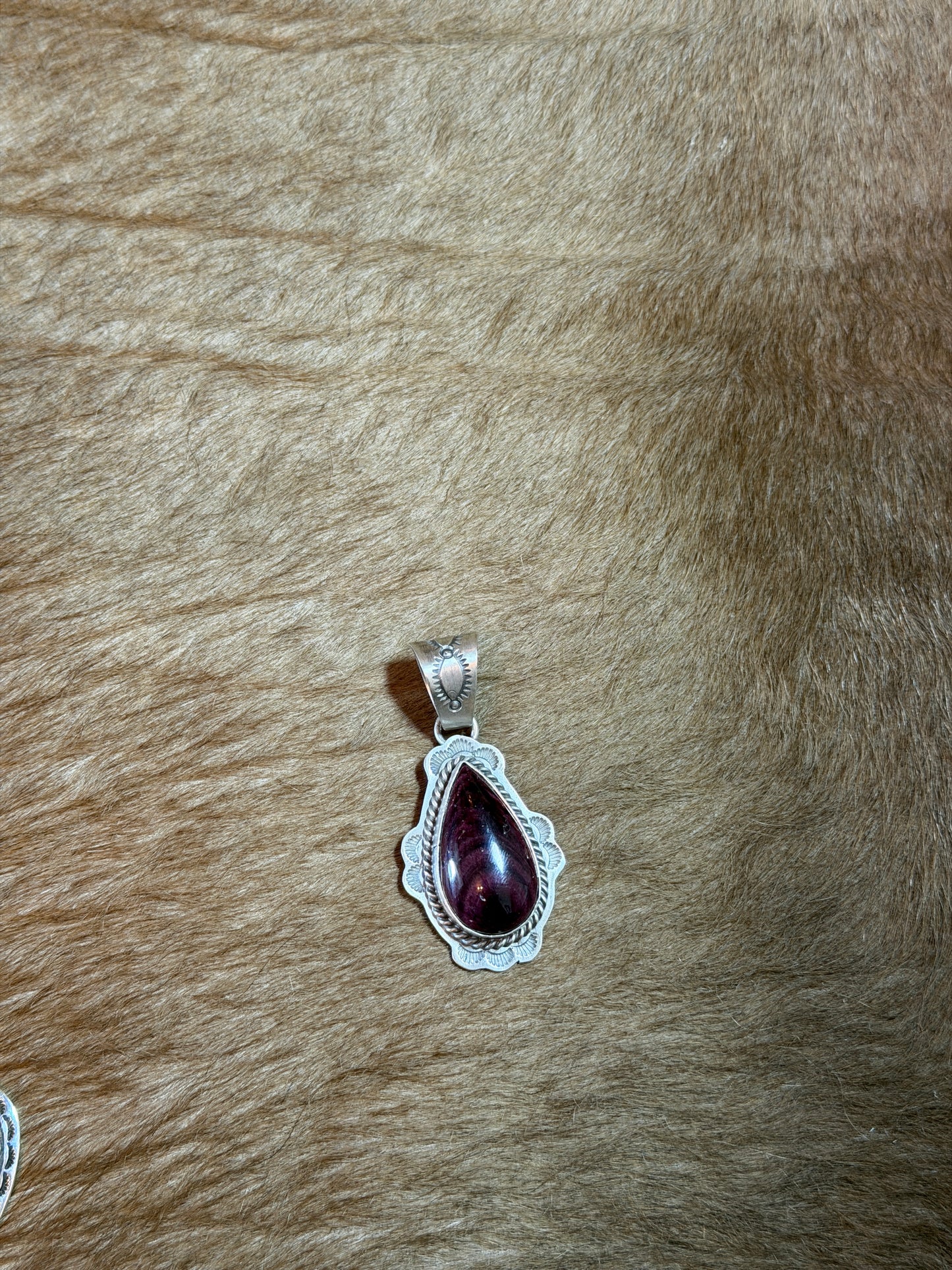 Purple Spiny Stamped Pendant