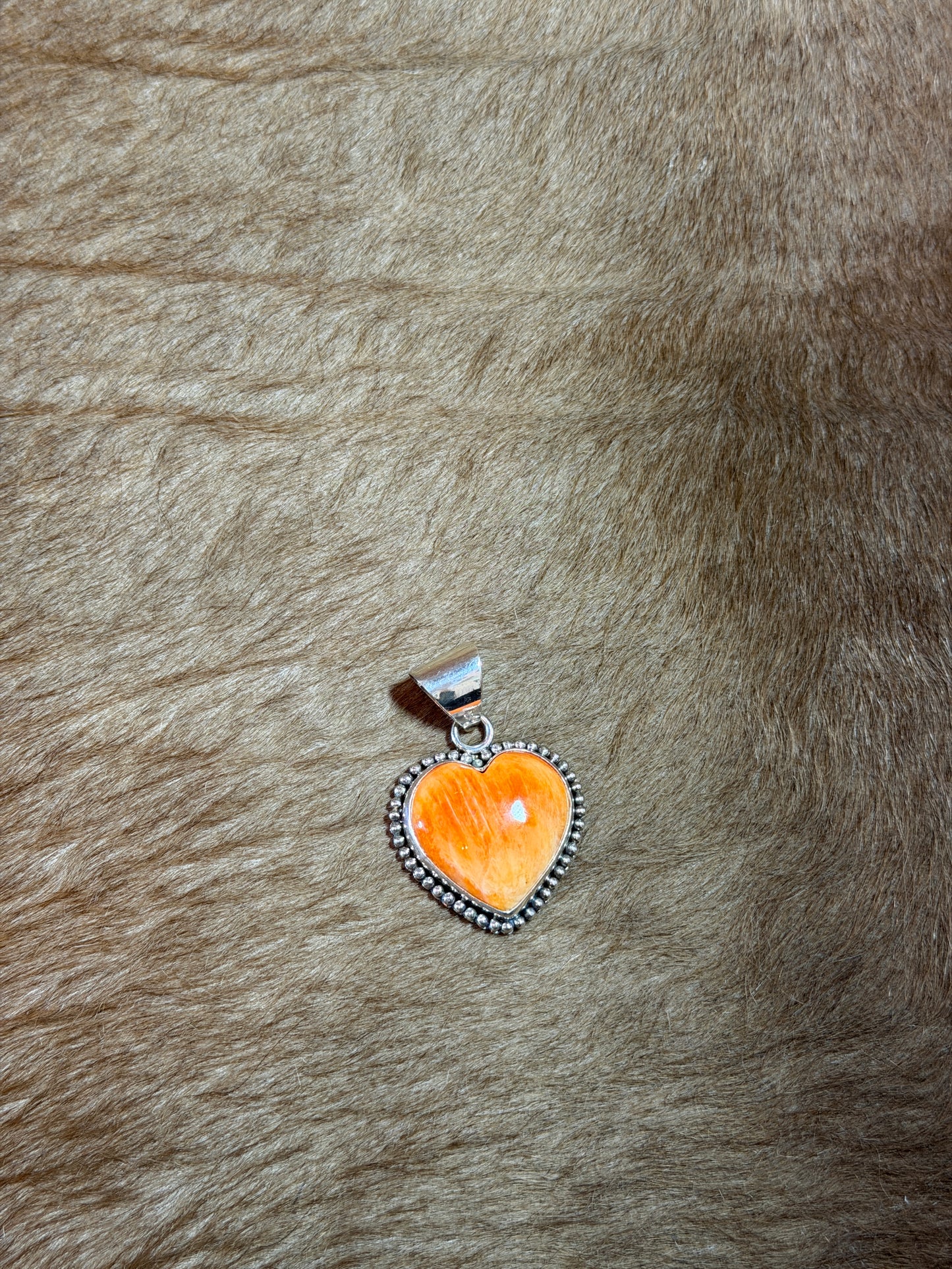Orange Spiny Heart Pendant