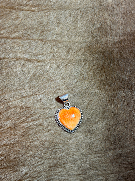 Orange Spiny Heart Pendant