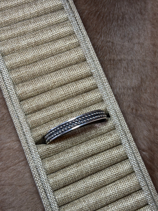 Double 3mm Beaded Sterling Cuff