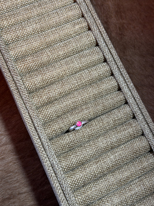 Sz 8 Pink Opal Stacker Simple Ring