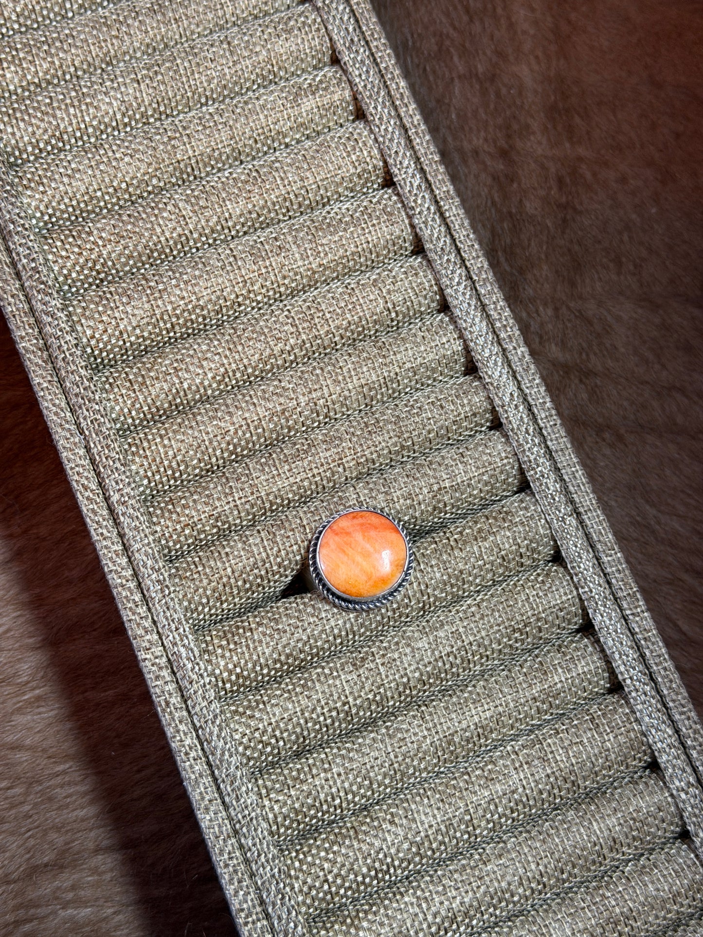 Orange Spiny Adjustable Ring