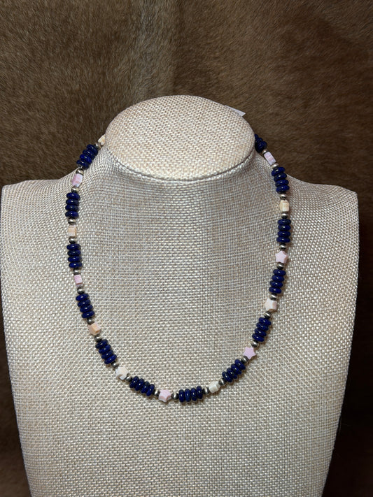 16-17.5" Blue Lapis & Pink Conch Star