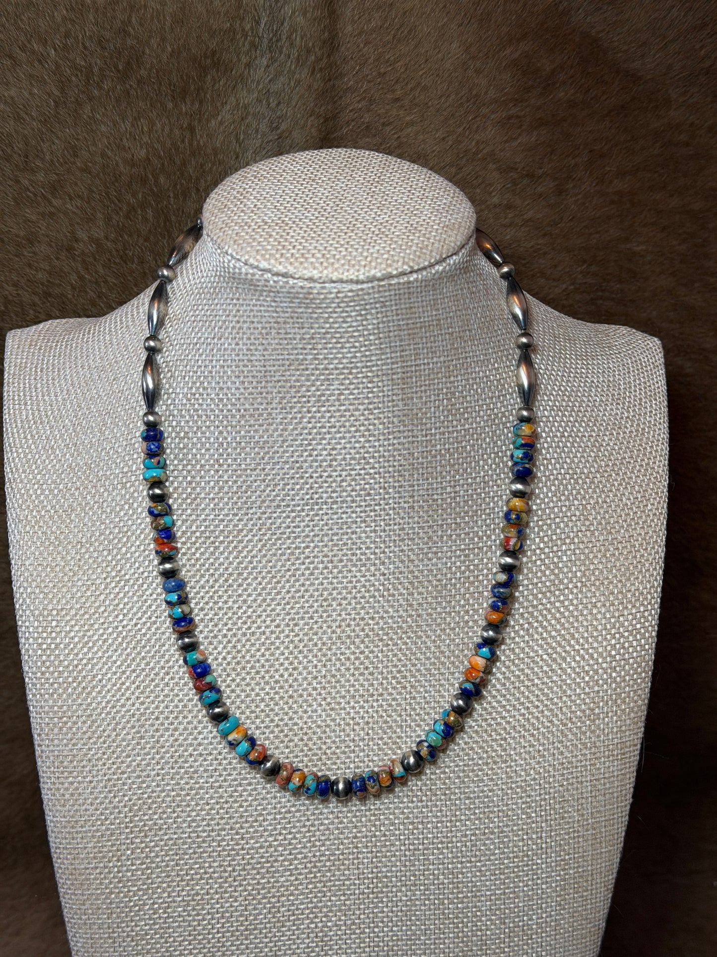 17.5-19" Kingman Spiny Blue Lapis