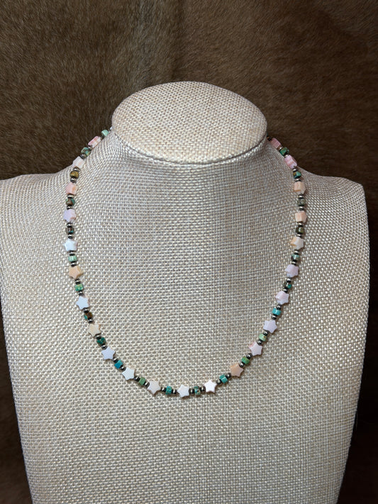 16-17.5" Hubei Turquoise & Pink Conch Star