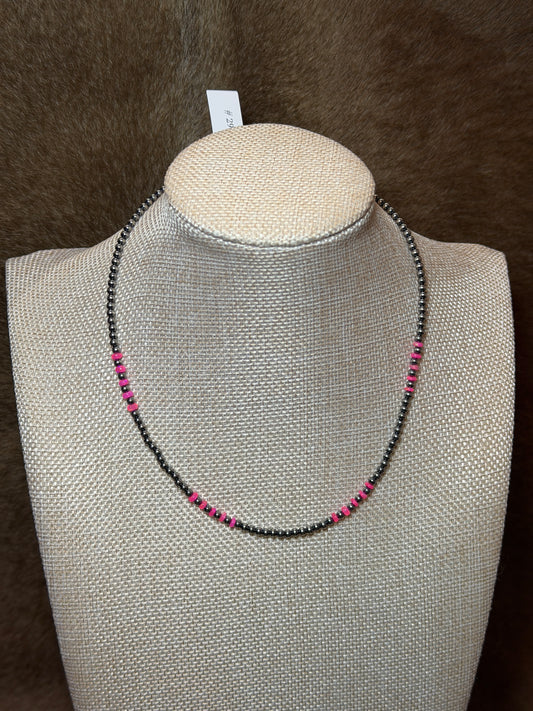 16-18" Pearl & Hot Pink Opal