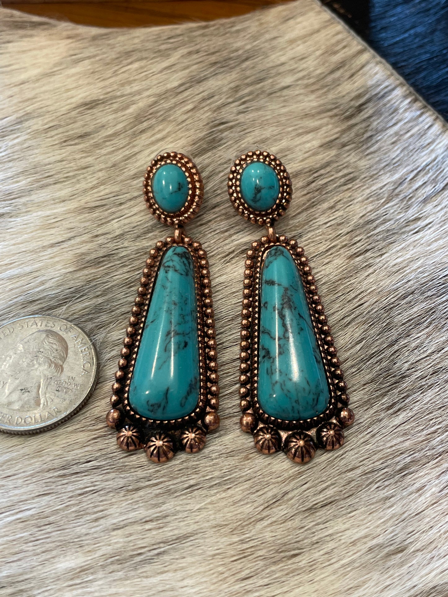 Faux Turquoise Dangle Earrings