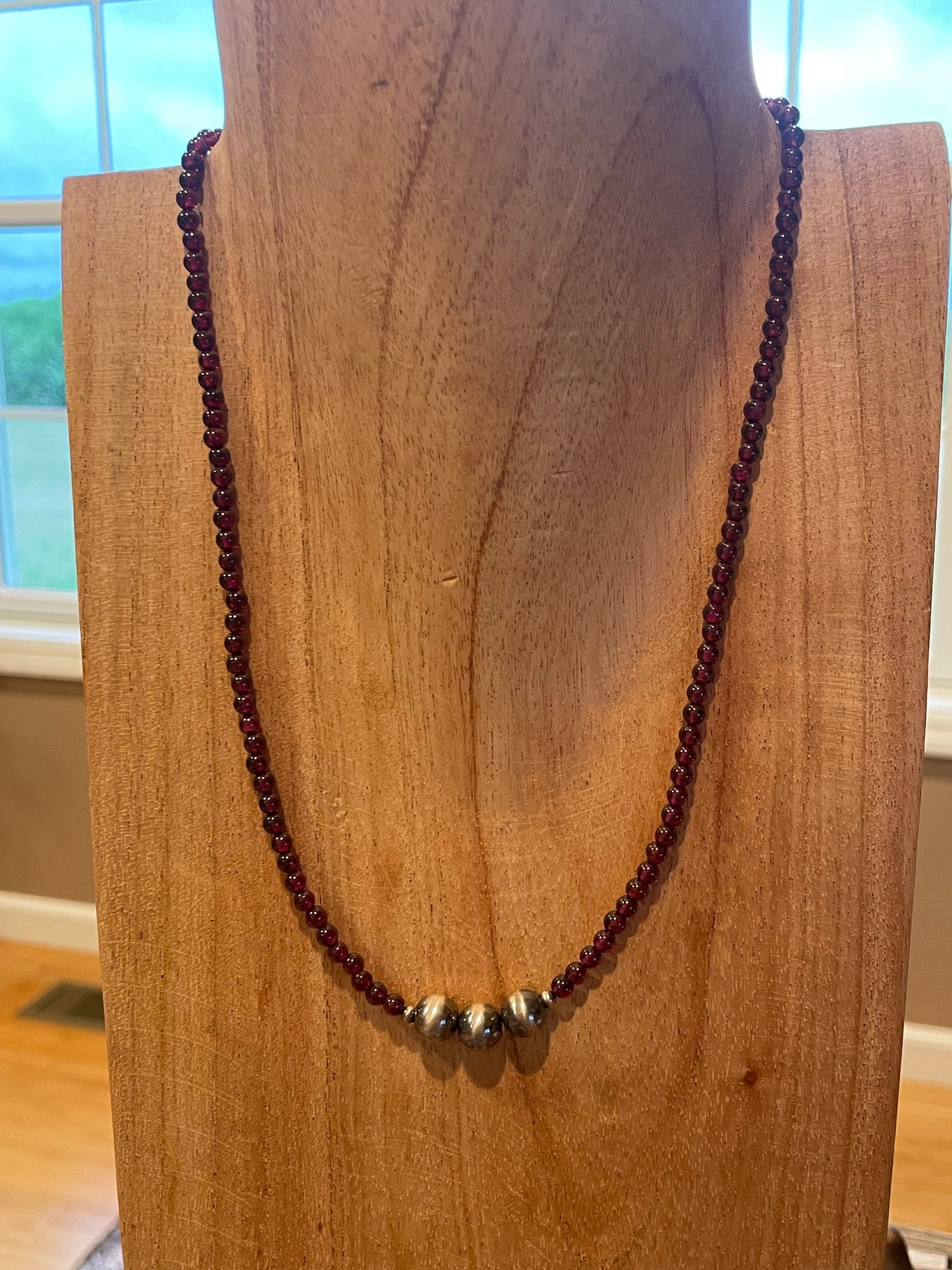 18" Purple w/ 5 Sterling Silver Pearl Necklace