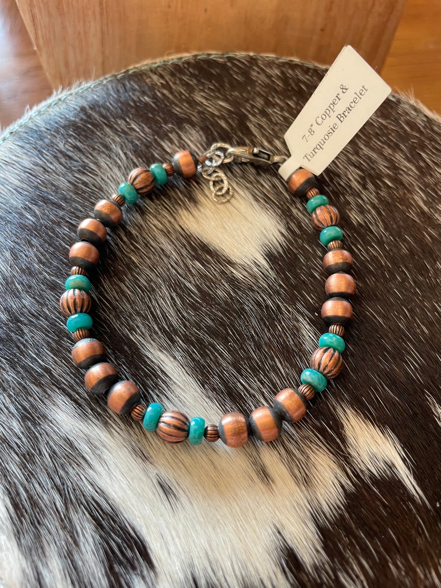 7-8" Copper & Turquoise Bracelet