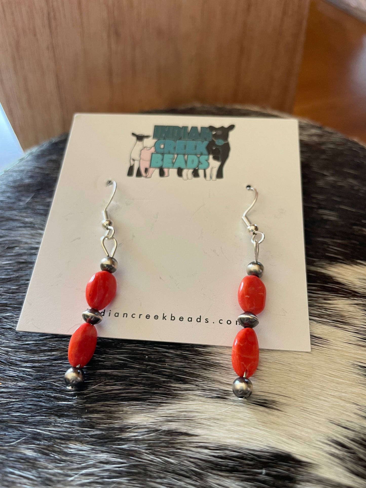 Red Spiny w/ Sterling Pearl Dangle Earrings