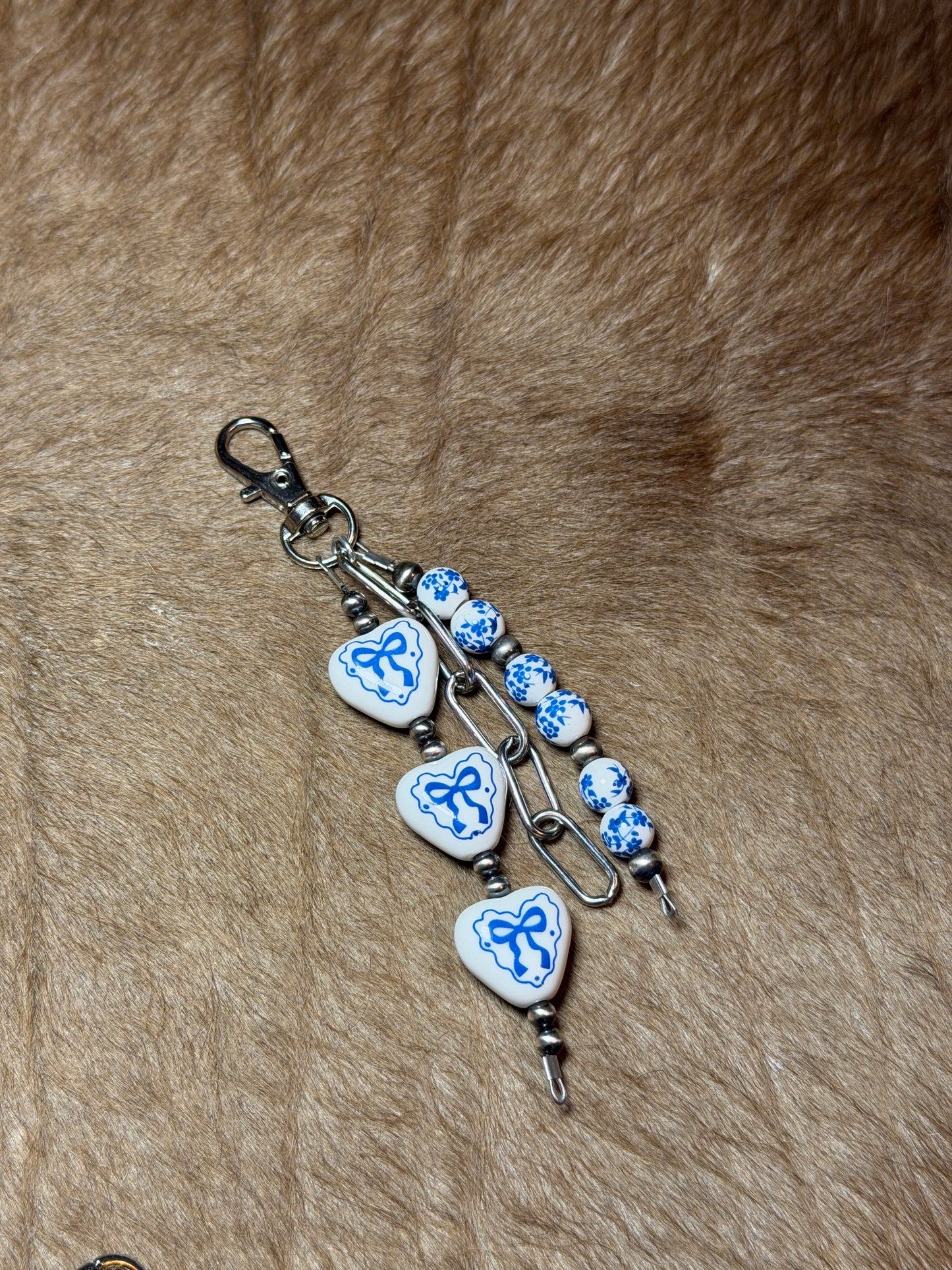 Blue Floral Bag Charm