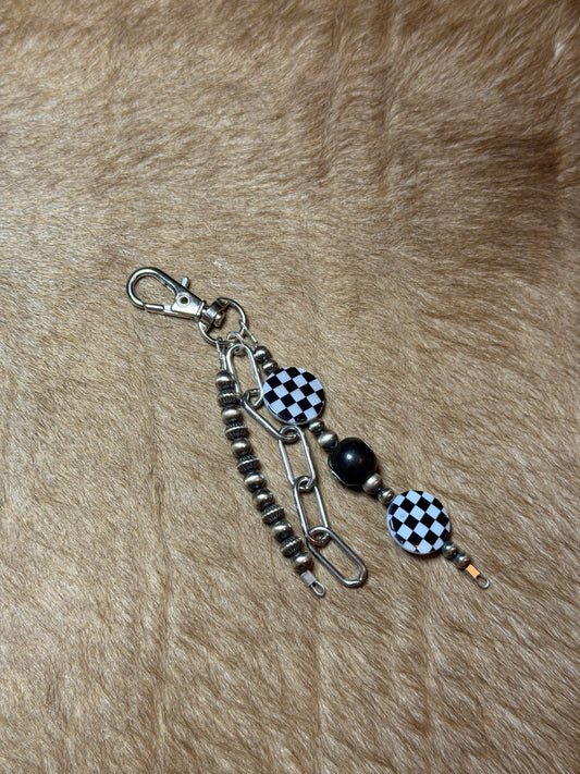Checkered 8-Ball Bag Charm