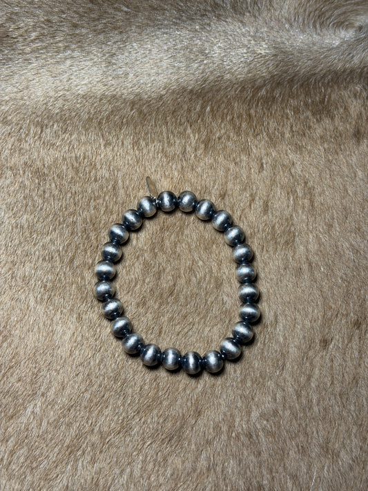 8mm Silver Plated Stretchy Pearls