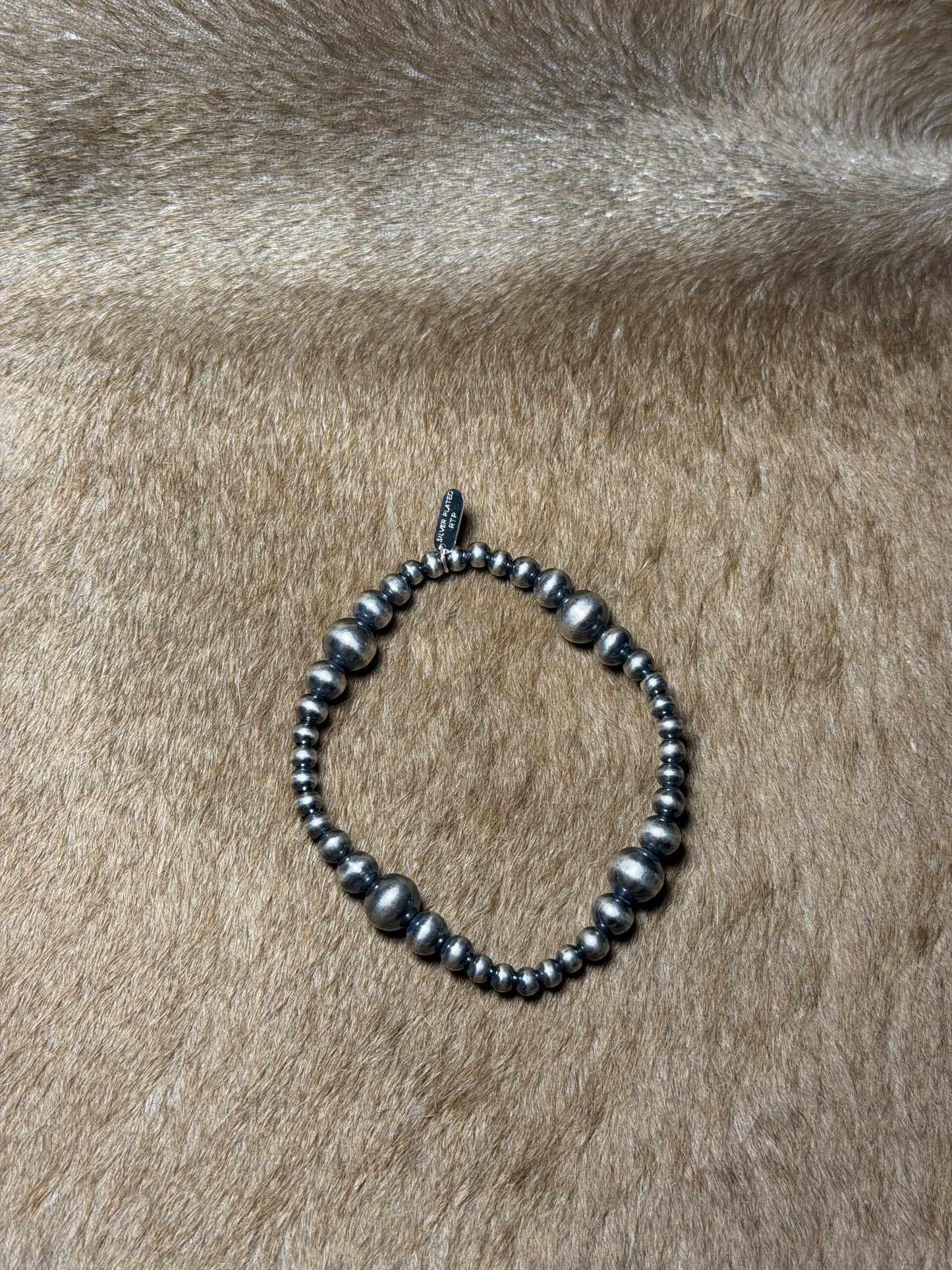 4-8mm Silver Plated Stretchy Bracelet