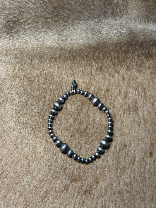 4-8mm Silver Plated Stretchy Bracelet