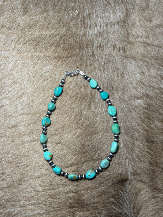 10" Turquoise & Pearl Anklet