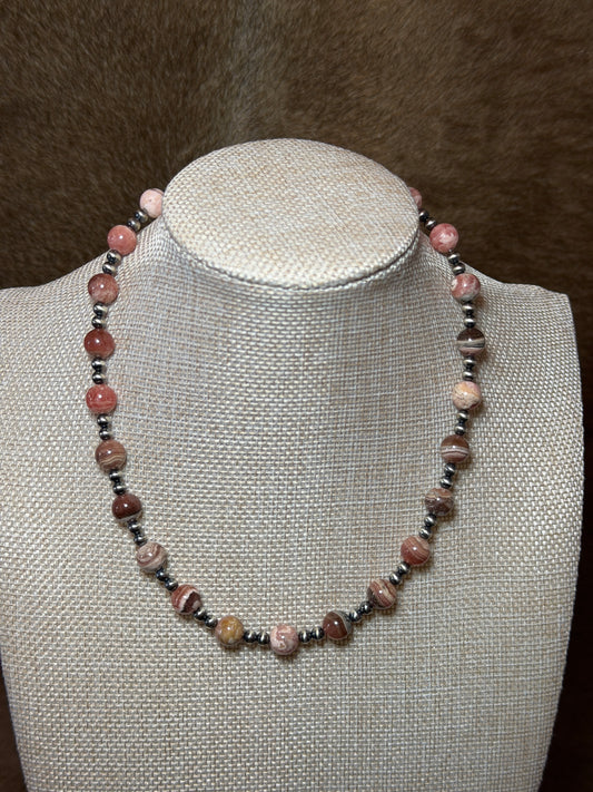 15.5-17" Rhodochrosite & Pearls