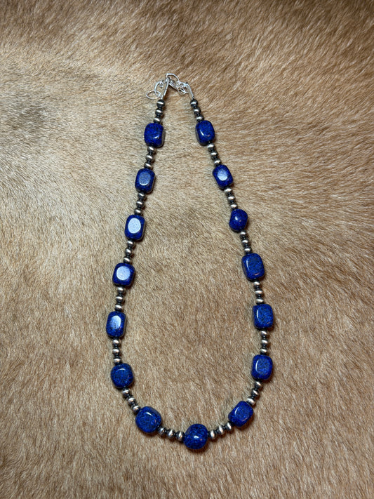 14-15.5" Pearl & Blue Lapis