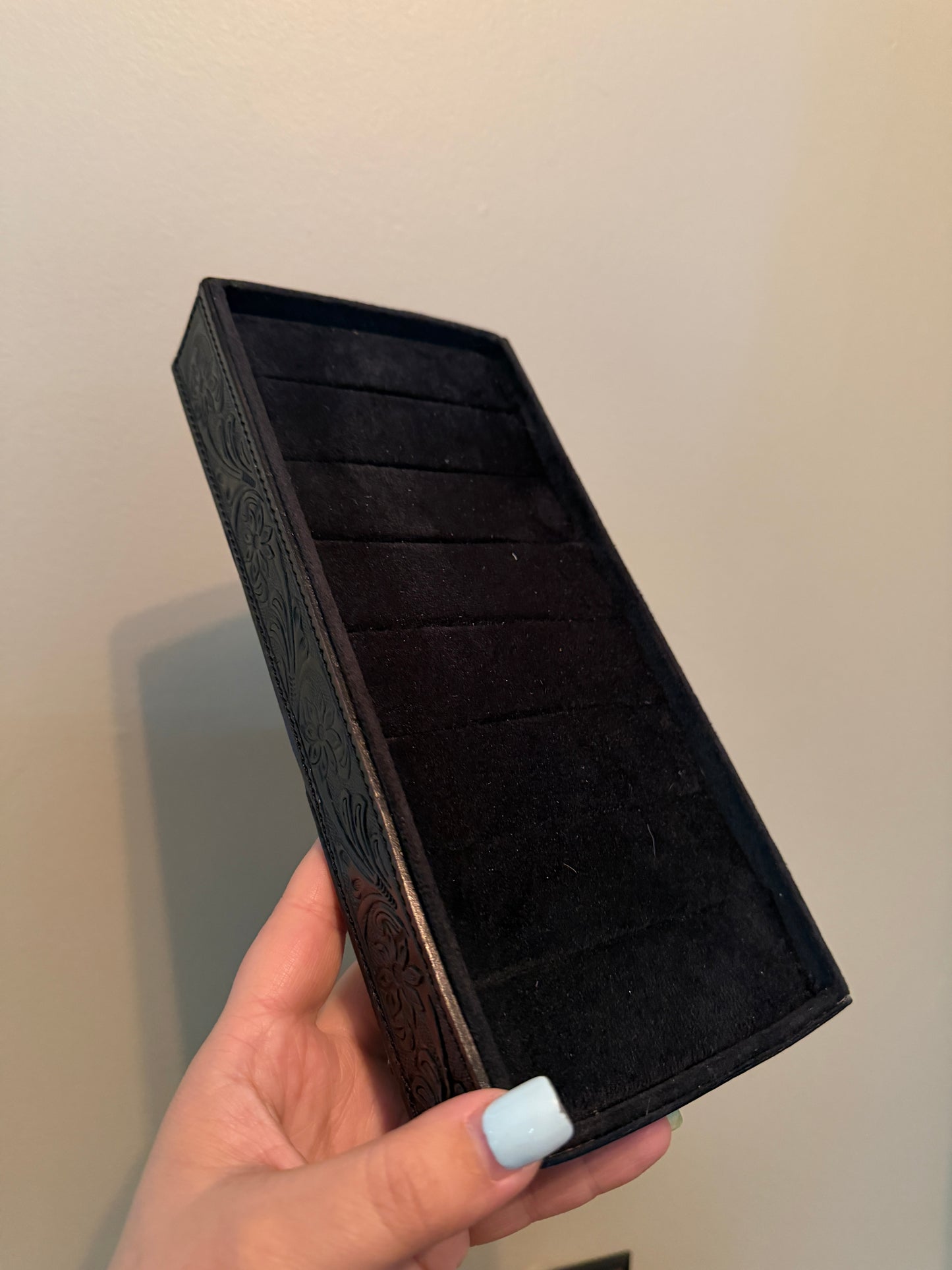 Tooled Black Leather Ring/Cuff Display