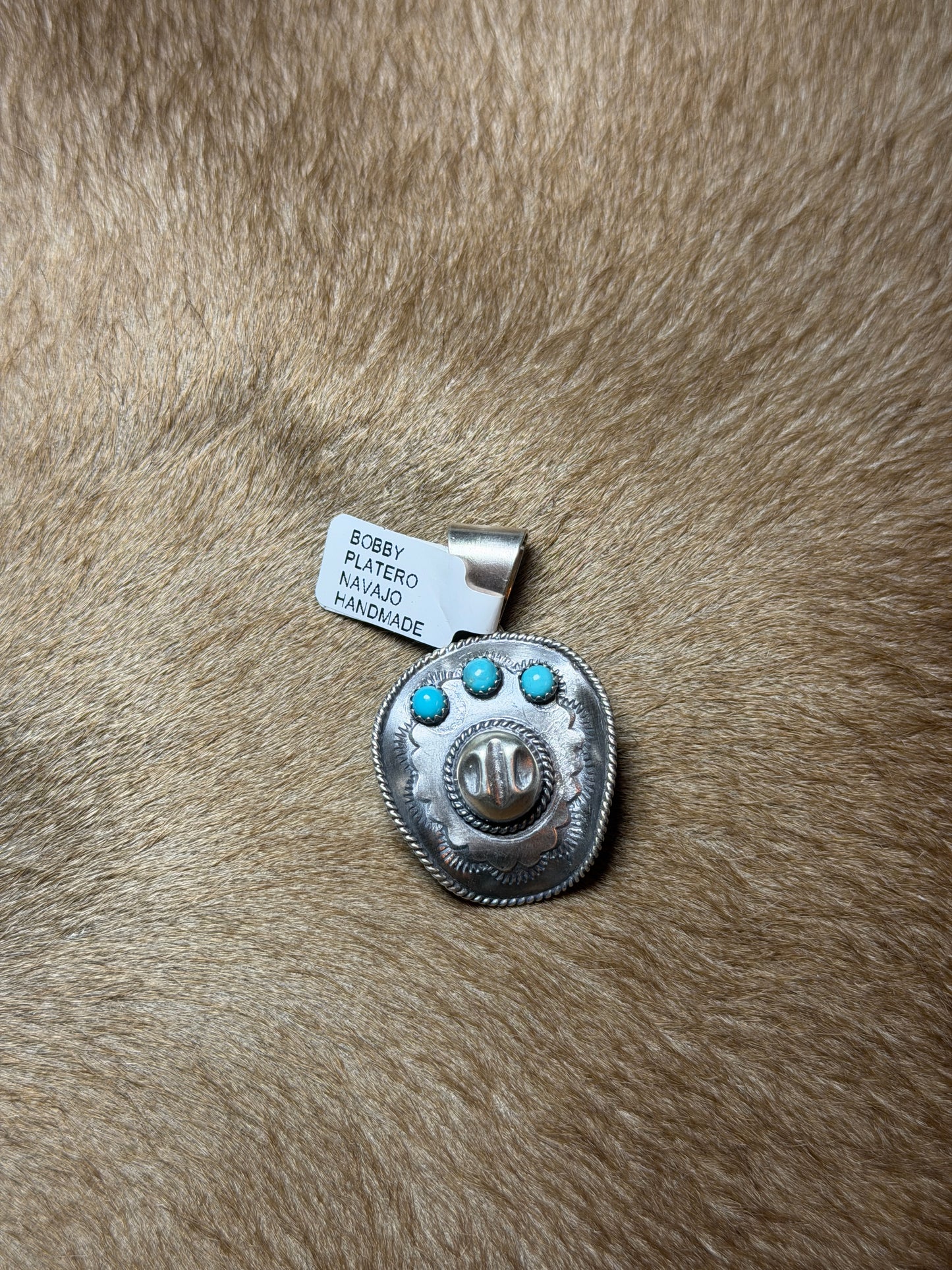 Cowboy Turquoise Hat Pendant