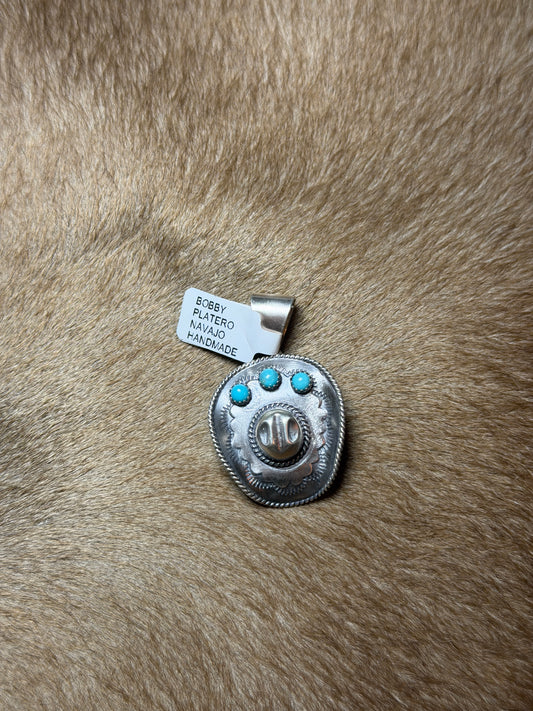 Cowboy Turquoise Hat Pendant