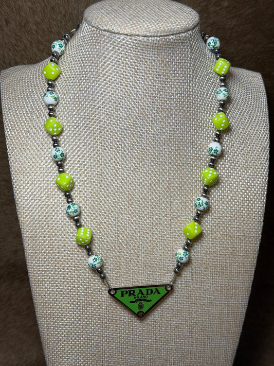 16" Dice, Floral, Pearl, Designer Charm