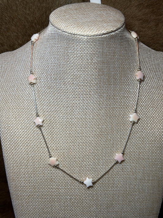 17" Liquid Silver & Pink Conch Star