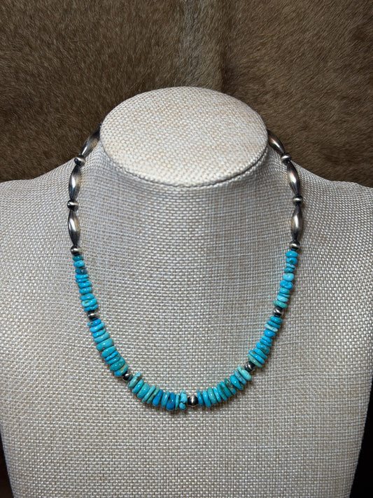 15-16.5" Turquoise & Pearl