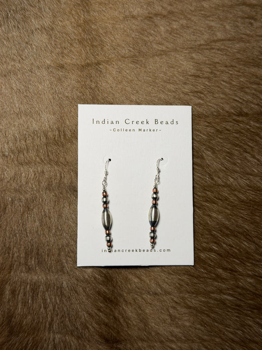 Copper & Sterling Silver Pearl Earrings