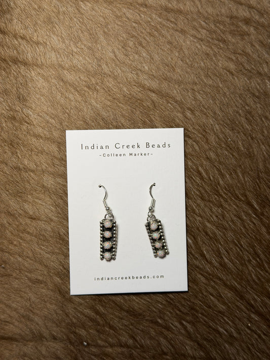 White Opal Beaded Dangle Earrings