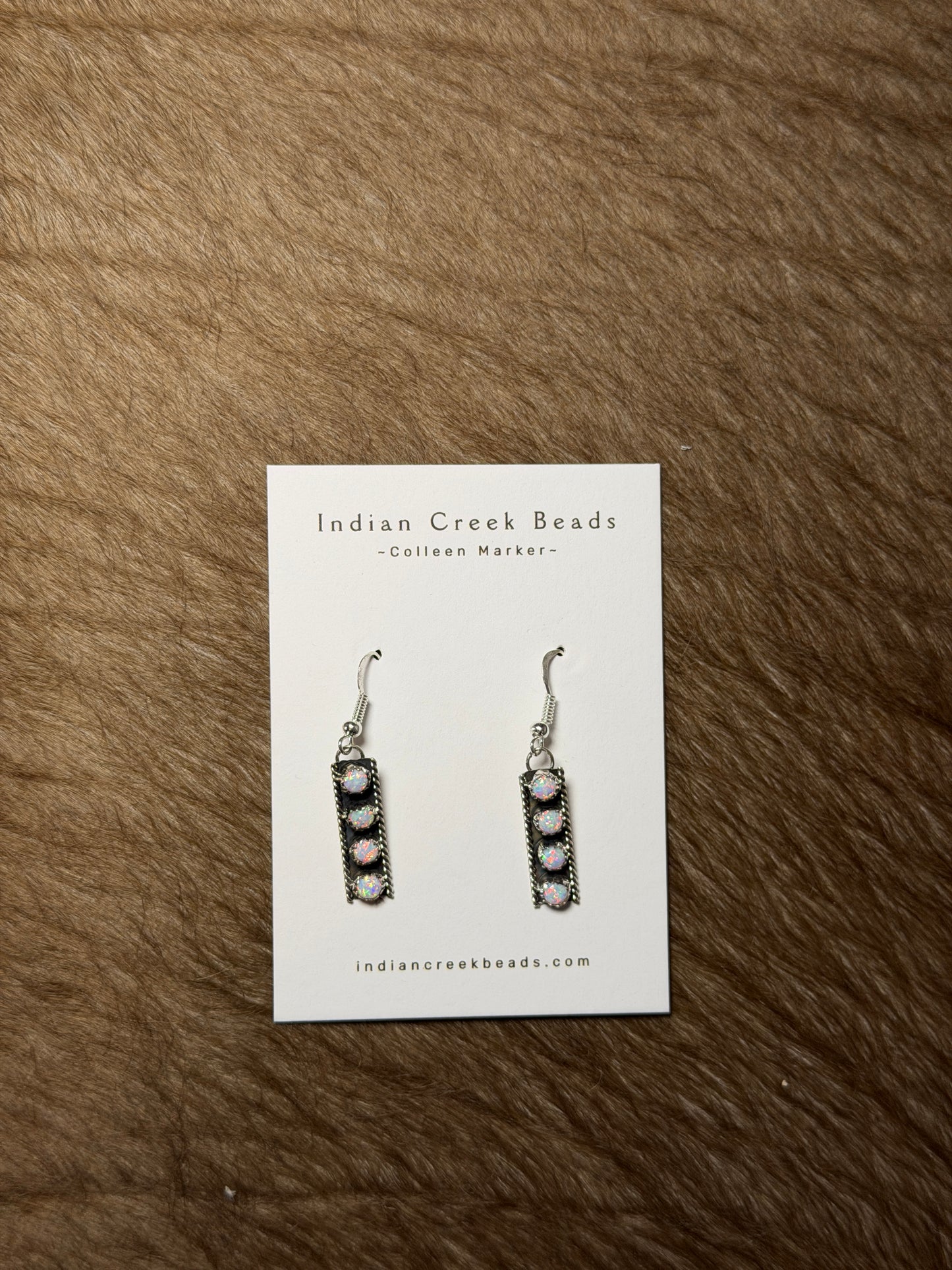 4 stone White Opal Dangles