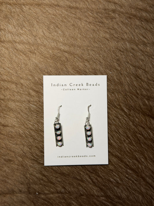 4 stone White Opal Dangles