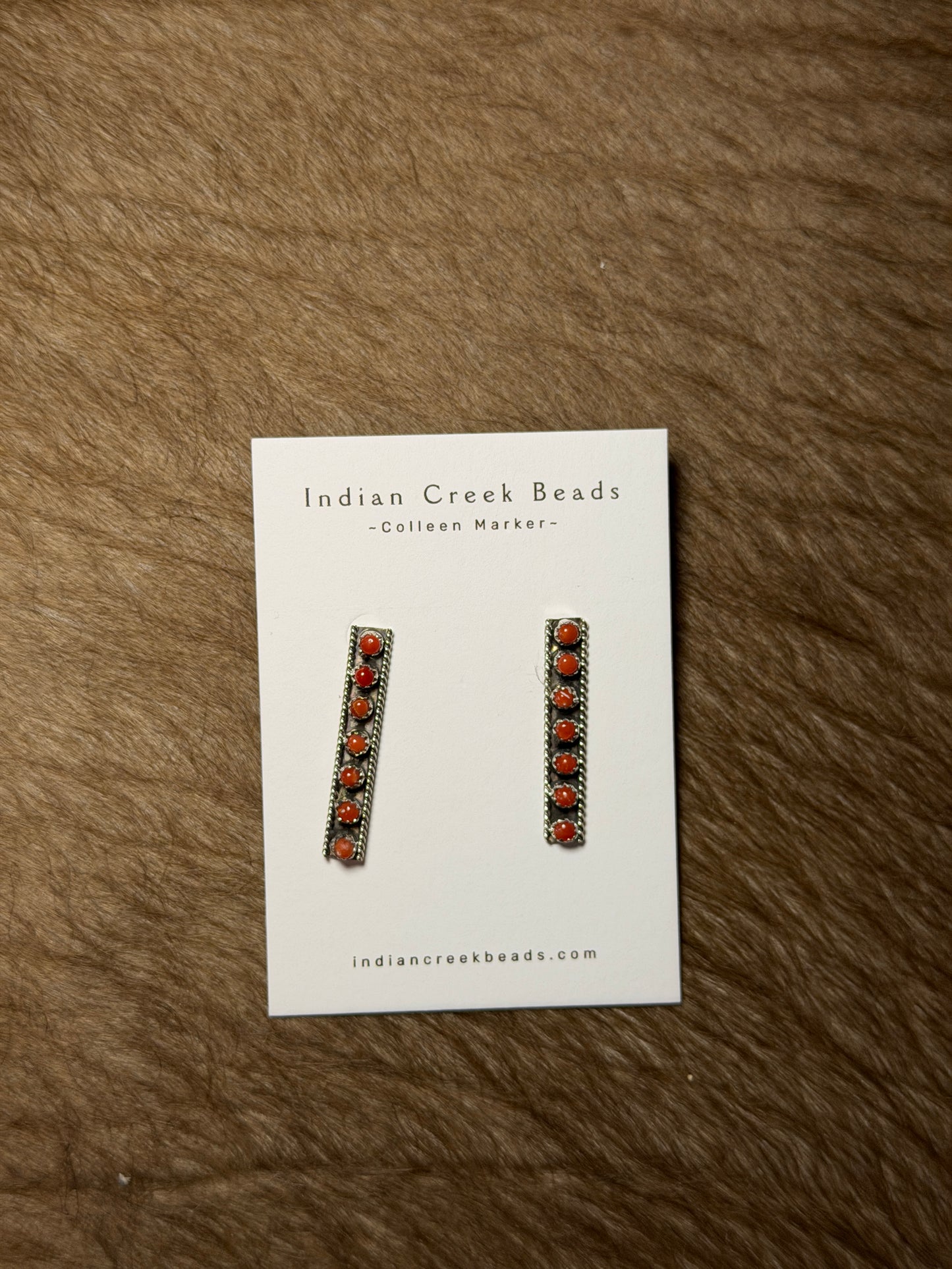 7 stone Red Coral Earrings