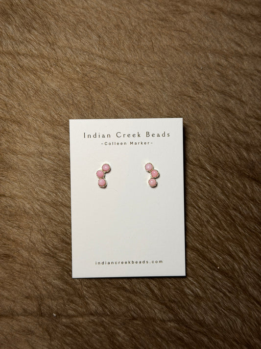 3 stone Pink Conch Earrings