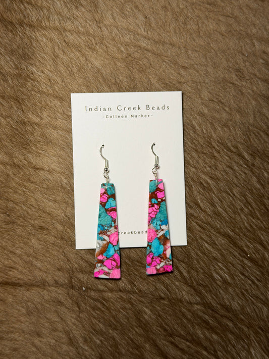 Cotton Candy Dahlia Slab Earrings