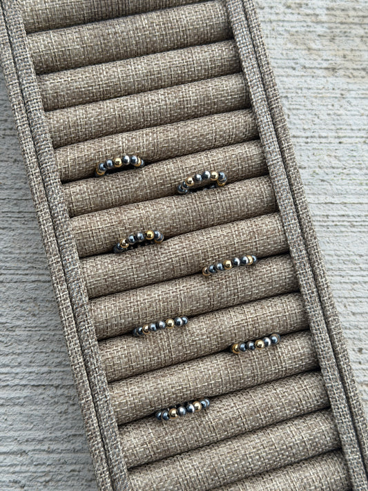 Sterling Pearl & Gold Stretchy Ring