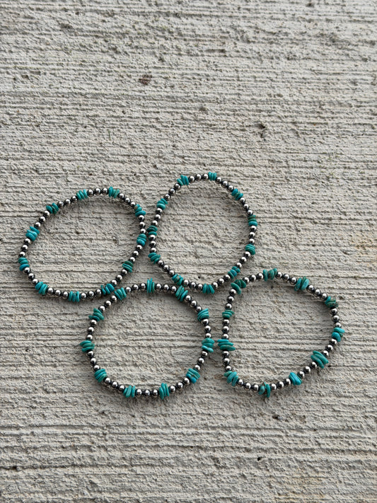 Pearl & Turquoise Stretchy Bracelet
