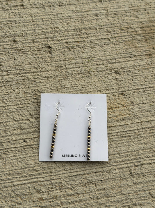 Sterling Pearl & Gold Dangle Earrings