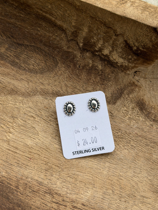Oval Sterling Concho Earrings