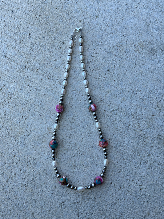18-19.5" Freshwater Pearl & Pink Dahlia