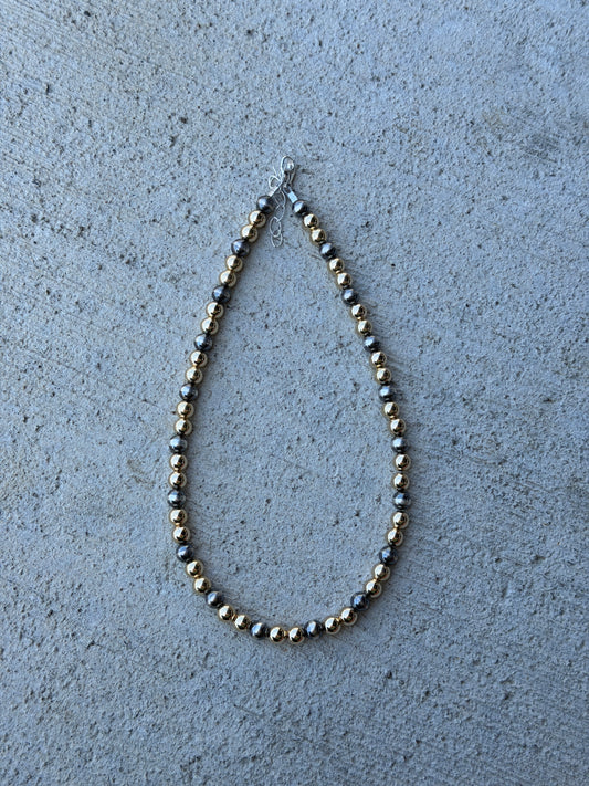 14-15.5" Sterling Pearl & Gold
