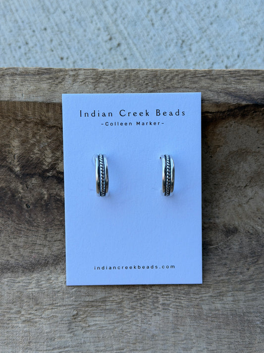 Sterling Middle Twist Wire Hoop Earrings