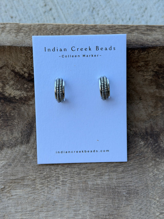 Sterling Double Weave Hoop Earrings