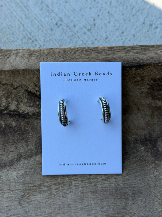 Large Sterling Weave Hoop Earrings