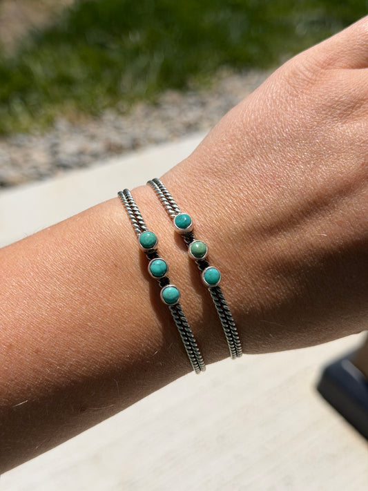 3 stone Kingman Turquoise Cuff